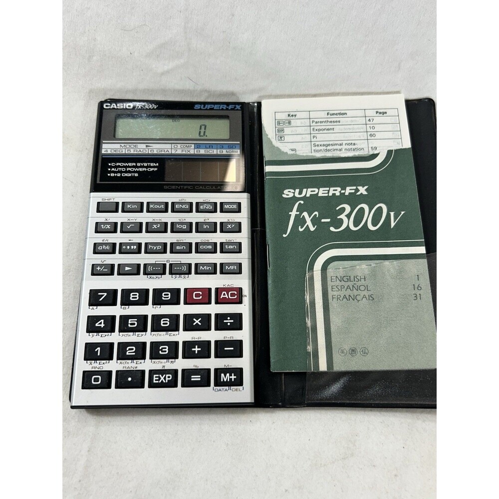 Vintage Casio FX-300V Super-FX Solar Powered Scientific Calculator
